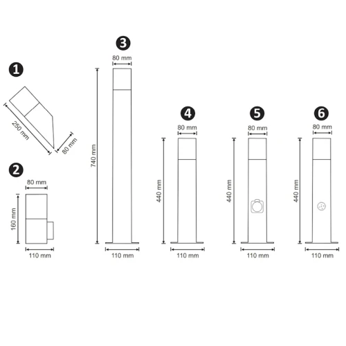 Lampa ogrodowa stojąca New York o wysokości 44 cm, w kolorze grafitowym, z wbudowanym gniazdem. Prosty, prostokątny kształt z matowym wykończeniem, idealna do oświetlenia przestrzeni zewnętrznych.