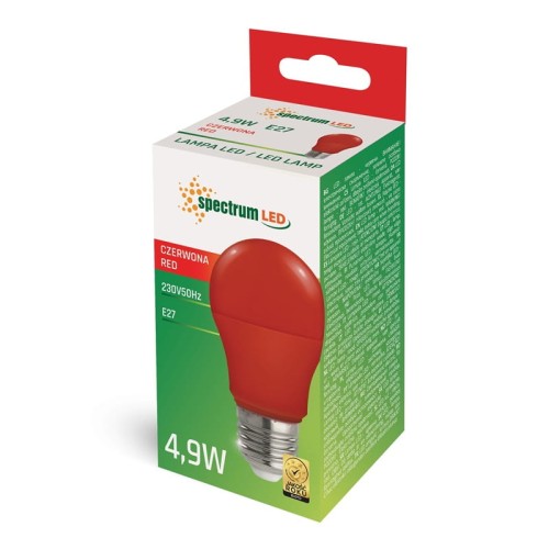 Żarówka dekoracyjna LED E27 4,9W czerwona - Spectrum LED WOJ+14605