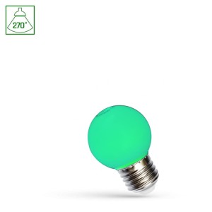 Żarówka LED KULKA E27 1W zielona - WOJ+11796