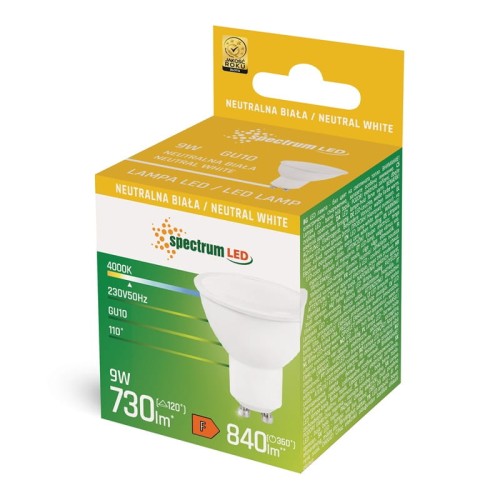 Żarówka LED GU10 9W neutralna biała z mleczną szybką - WOJ+13258