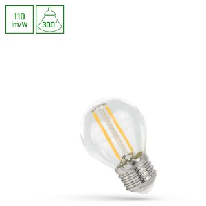 Żarówka LED filament kulka E27 1W neutralna biała - WOJ+14582