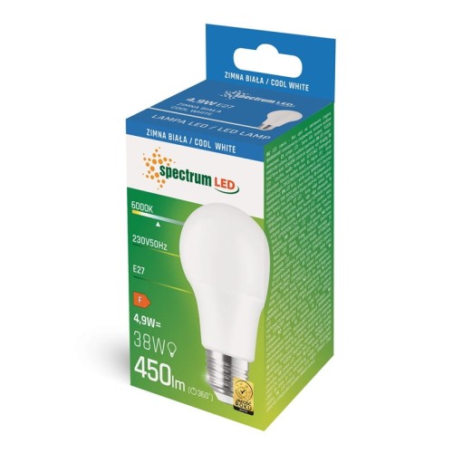 Żarówka LED 4,9W E27 biała zimna (cw) - WOJ+13272