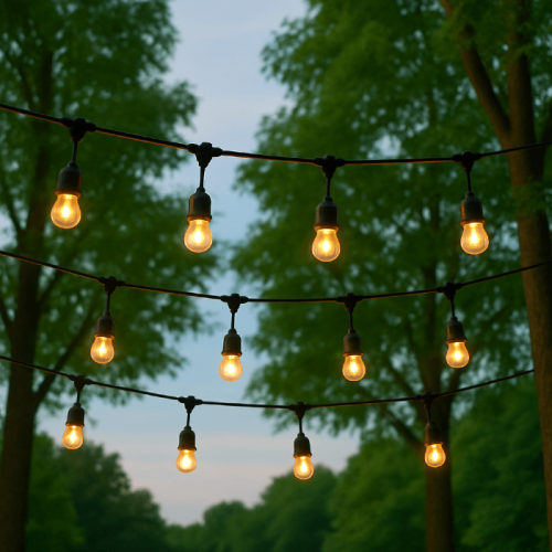Girlanda solarna 20m z żarówkami 20 x E27 0,1W 3000K - LG-4/20M/E27/3
