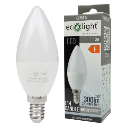 Żarówka LED ŚWIECZKA E14 3W neutralna biała (nw) - Ecolight EC79117