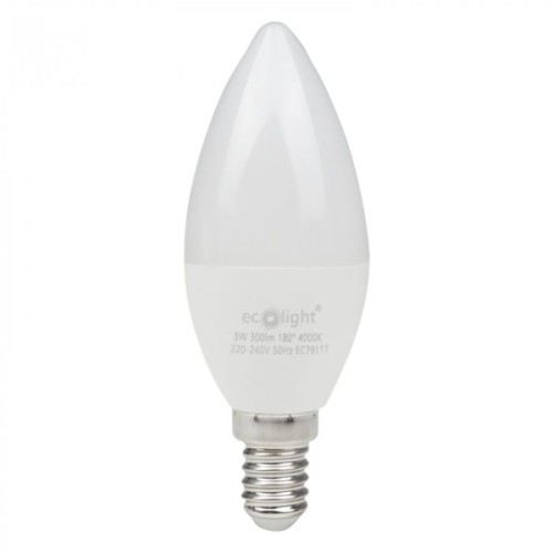 Żarówka LED ŚWIECZKA E14 3W neutralna biała (nw) - Ecolight EC79117