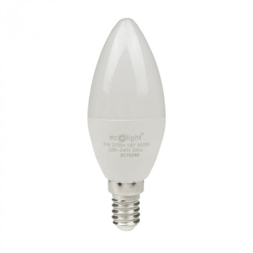 Żarówka LED ŚWIECZKA E14 3W zimny biały (cw) - Ecolight EC79280