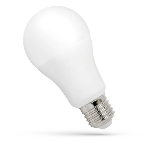 Żarówka LED E27 o mocy 11,5W, ciepła biała, z jasnością 1050 lm. Okrągła, matowa obudowa w białym kolorze, metalowy gwint. Ujęcie z boku, na jednolitym tle, ukazujące kształt i detale produktu.