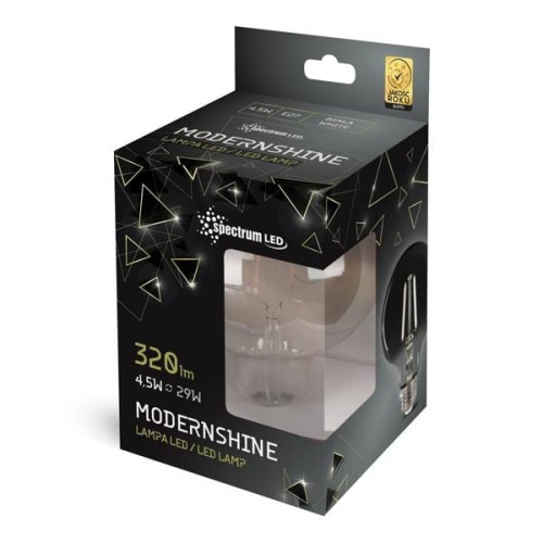 Żarówka dymiona LED Glob Filament E27 4,5W fi 125 neutralna biała (nw) Spectrum Led WOJ+14471