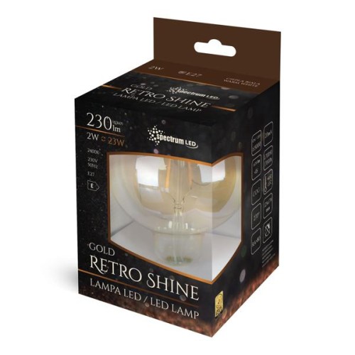 Żarówka LED Glob Filament E27 2W fi 125mm ciepła biel (ww) - Spectrum Led WOJ+14078