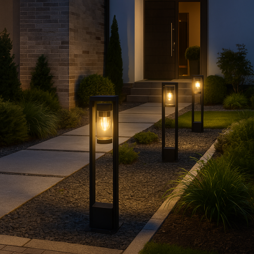 Lampa ogrodowa stojąca słupek SPECTRA 50 cm czarna - Goldlux 312341