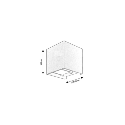 Kinkiet elewacyjny LED SOLIN 42W w kolorze czarnym, o wymiarach 100x100 mm, o prostokątnej formie. Prezentowany z góry, z widocznymi detalami konstrukcji, idealny do montażu na zewnątrz budynków.