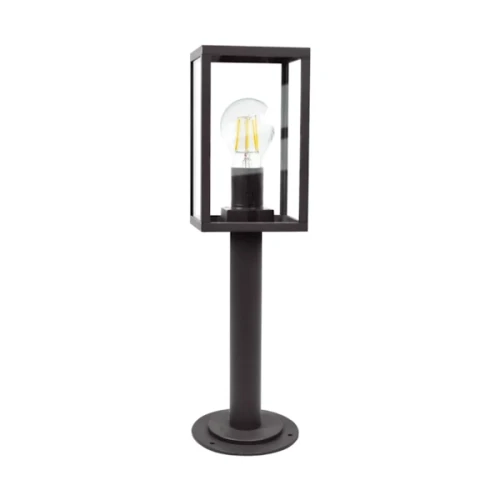 Lampa ogrodowa słupek MALMO E27 o wysokości 48 cm w kolorze grafitowym. Posiada prostą, metalową konstrukcję z przezroczystym kloszem, w którym umieszczona jest żarówka. Stojąca na okrągłej podstawie, idealna do oświetlenia przestrzeni zewnętrznych.