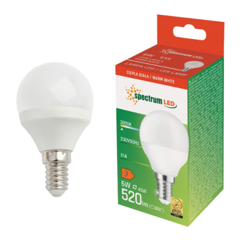 Żarówka LED kulka E14 6W ciepła - WOJ+13022
