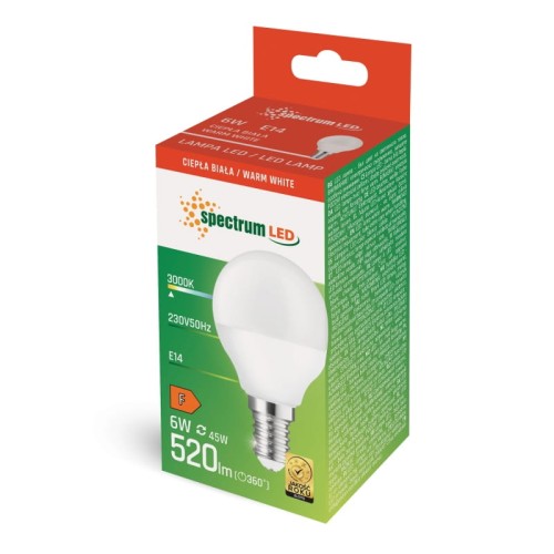Żarówka LED kulka E14 6W ciepła - WOJ+13022
