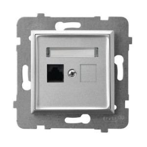 Ospel Aria srebrny gniazdo komputerowe pojedyncze, kat. 5e, MMC - GPK-1U/K/M/18