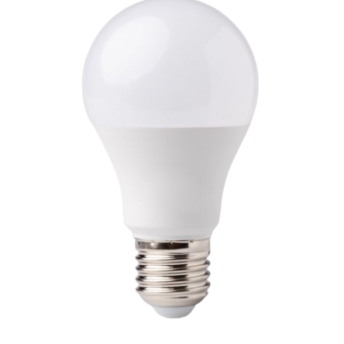 Żarówka LED E27 12W w kolorze neutralnej białej z okrągłą, gładką powierzchnią, z metalowym gwintem na dole. Produkt stoi w pozycji pionowej, wyraźnie widoczna jego forma i detal gwintu.