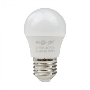Żarówka LED KULKA E27 3W zimny biały (cw) - Ecolight EC79274