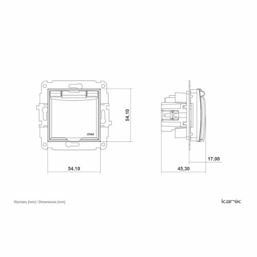 Karlik ICON Gniazdo bryzgoszczelne klapka biała z uziemieniem i przesłonami białe - IGPB-1ZP