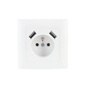 WESA Gniazdo pojedyncze z uziemieniem i USB z ramką - VCX LC-13A