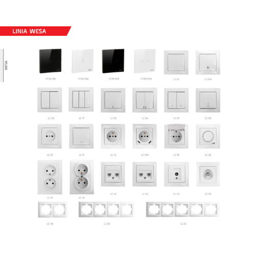 WESA Gniazdo pojedyncze białe z uziemieniem z ramką - VCX LC-13