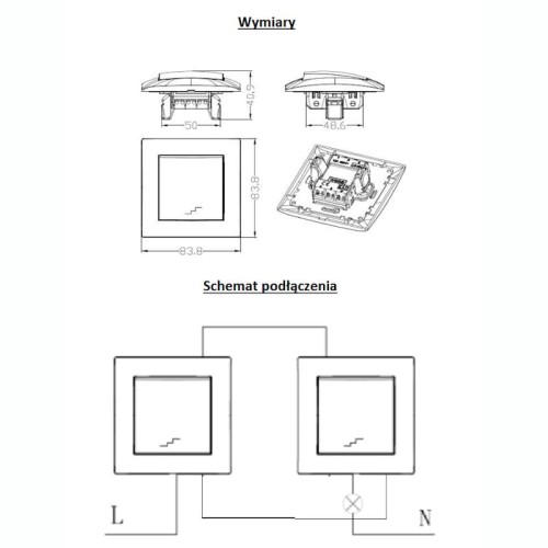 WESA Łącznik schodowy biały z ramką - VCX LC-11