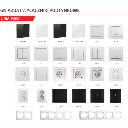 WESA Łącznik dotykowy szklany pojedynczy biały - VCX FCM 01W