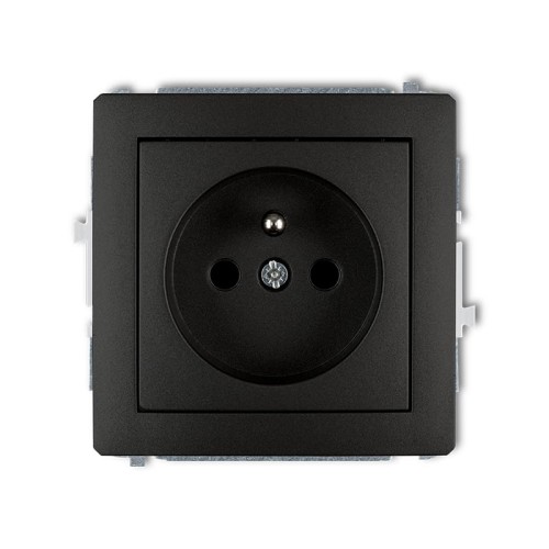 Karlik Deco Gniazdo pojedyncze z uziemieniem czarny mat - 12DGP-1ZP