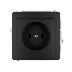 Karlik Deco Gniazdo pojedyncze bez uziemienia czarny mat - 12DGP-1P