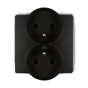 Karlik Deco Gniazdo podwójne z uziemieniem czarny mat - 12DGPR-2ZP