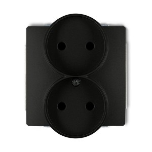 Karlik Deco Gniazdo podwójne bez uziemienia czarny mat - 12DGPR-2P