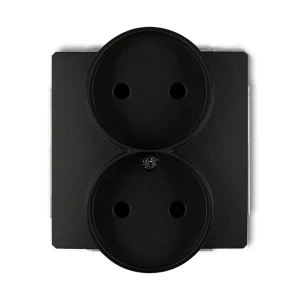 Karlik Deco Gniazdo podwójne bez uziemienia czarny mat - 12DGPR-2P