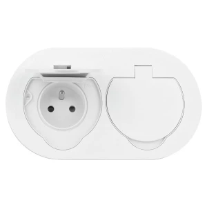 Gniazdo hermetyczne podwójne IP55 2x2P+Z owalne białe