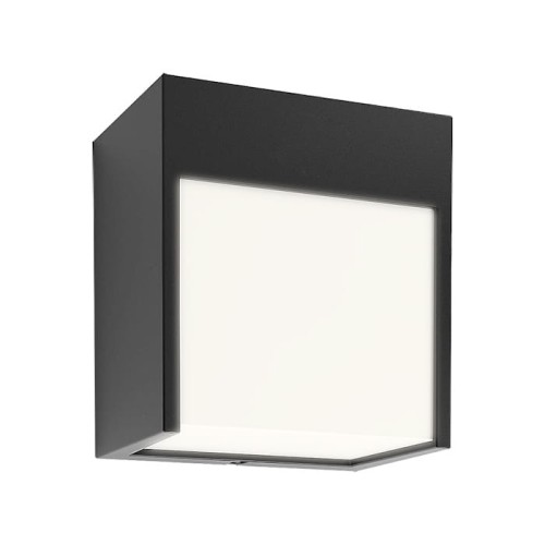 Kinkiet elewacyjny BALIMO LED 12W IP54 w kolorze czarnym, prostokątny kształt z matową, białą osłoną, montowany na ścianie, z widocznym logo Rabalux. Produkt przeznaczony do oświetlenia zewnętrznego.