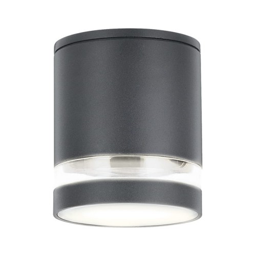 Lampa sufitowa ZOMBOR GU10 w kolorze czarnym, owalna oprawa z przezroczystym kloszem. Ujęcie frontalne, ukazujące górną część lampy oraz dolny element emitujący światło. Wykonana z metalu z matową powierzchnią.