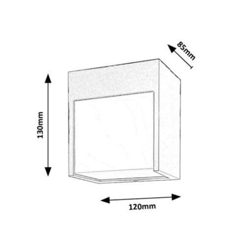 Kinkiet elewacyjny BALIMO LED 12W IP54 w kolorze białym, kwadratowy kształt, wymiary 130x120x85 mm. Posiada gładką powierzchnię i jest przeznaczony do montażu na zewnątrz.