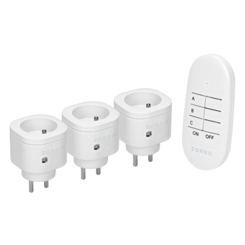 Zestaw bezprzewodowych mini gniazd z pilotem 3+1