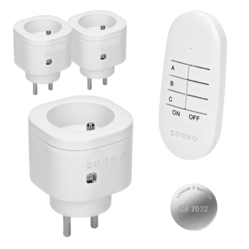 Zestaw bezprzewodowych mini gniazd z pilotem 3+1
