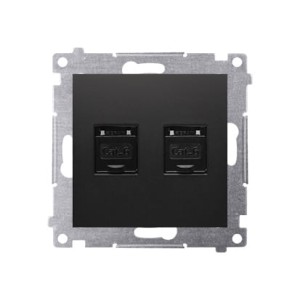 Simon 54 Gniazdo komputerowe podwójne RJ45 kat. 6 czarny mat - D62.01/49