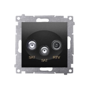 Simon 54 Gniazdo antenowe SAT-SAT-RTV satelitarne podwójne czarny mat - DASK2.01/49