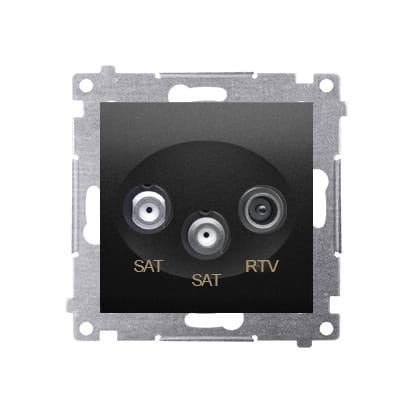 Simon 54 Gniazdo antenowe SAT-SAT-RTV satelitarne podwójne czarny mat - DASK2.01/49