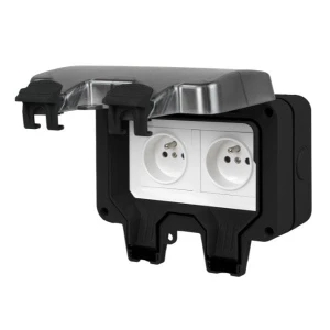 Gniazdo hermetyczne IP66 podwójne 16A 230V czarne