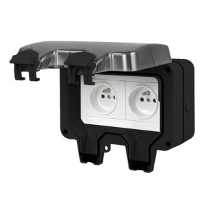 Gniazdo hermetyczne IP66 podwójne 16A 230V czarne