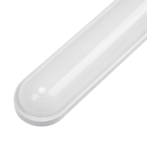 Oprawa hermetyczna LED 36W, długość 120 cm, kolor biały. Produkt ma gładką, półprzezroczystą obudowę z zaokrąglonymi końcami. Widoczna struktura w formie delikatnych linii. Klasa ochrony IP65, przeznaczona do użytku w trudnych warunkach.