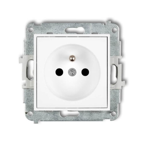 Karlik ICON Gniazdo pojedyncze z uziemieniem i przesłonami biały - IGP-1ZP