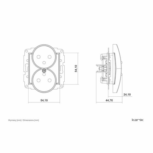 Karlik ICON Gniazdo podwójne z uziemieniem i przesłonami białe - IGPR-2ZP