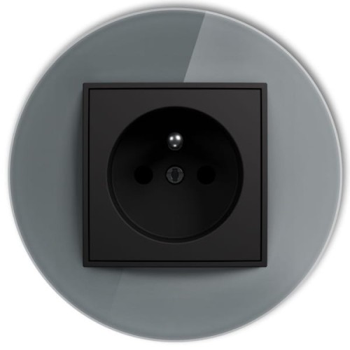 Karlik ICON Gniazdo pojedyncze z uziemieniem i przesłonami czarne - 12IGP-1ZP