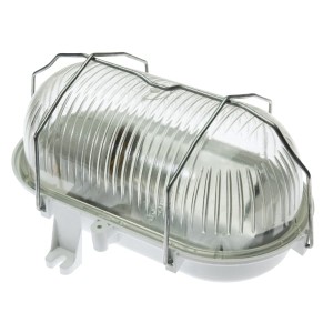 Oprawa kanałowa Owal60 60W E27 IP44 z metalową siatką biała