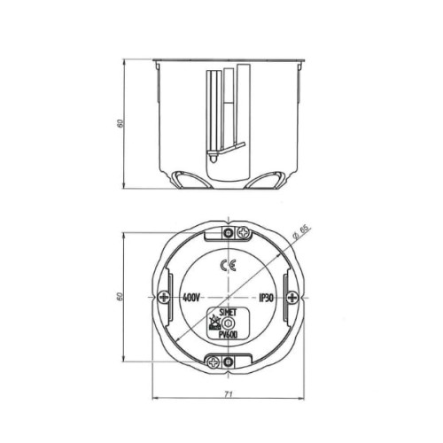Puszka podtynkowa 60mm regips głęboka do pustych ścian łączona niebieska PV