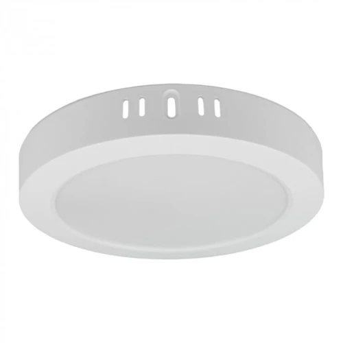 Okrągła oprawa sufitowa Downlight 6W 4000K w kolorze białym, z matową powierzchnią. Widok z boku, montowana pod sufitem. Zawiera otwory wentylacyjne po bokach dla lepszej cyrkulacji powietrza. Idealna do oświetlenia wnętrz.