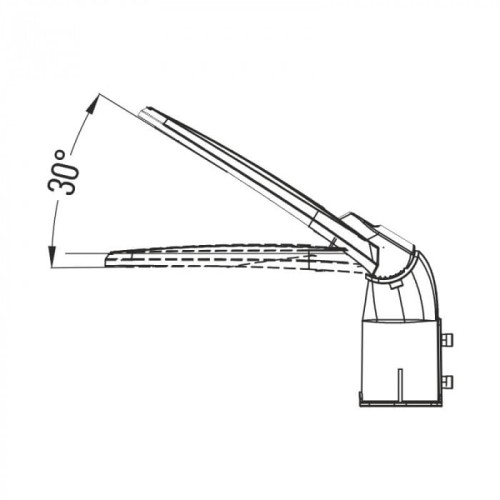 Lampa uliczna Premium 50W z kątowym ustawieniem 30°, w kolorze neutralnym, o wydajności 130lm/W. Wysoka klasa szczelności IP65. Zawiera elementy montażowe. Idealna do oświetlenia zewnętrznego.